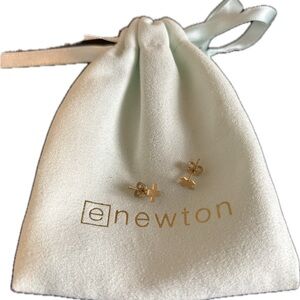 eNewton Signature Cross Gold Stud Earrings